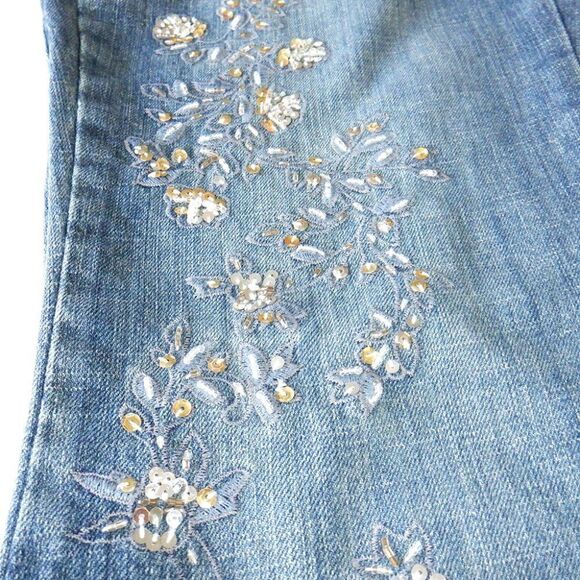 Blue Identity floral BLING blue jeans - Picture 5 of 6